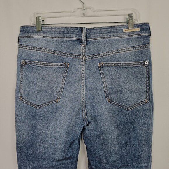 ANTHROPOLOGIE PILCRO Bell Bottom Jeans MEDIUM Wash BLUE w Floral Lace size 30 - Picture 9 of 10